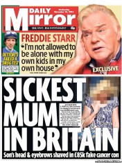 Daily Mirror () Newspaper Front Page for 14 November 2012