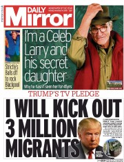 Daily Mirror () Newspaper Front Page for 14 November 2016