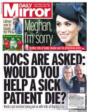 Daily Mirror () Newspaper Front Page for 14 January 2019