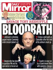 Daily Mirror () Newspaper Front Page for 14 February 2020