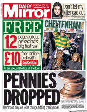 Daily Mirror () Newspaper Front Page for 14 March 2018