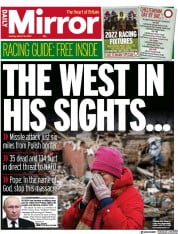Daily Mirror () Newspaper Front Page for 14 March 2022