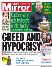 Daily Mirror () Newspaper Front Page for 14 June 2018