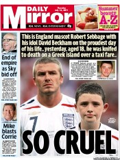 Daily Mirror () Newspaper Front Page for 14 July 2011
