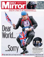 Daily Mirror () Newspaper Front Page for 14 July 2016