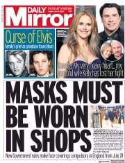 Daily Mirror () Newspaper Front Page for 14 July 2020