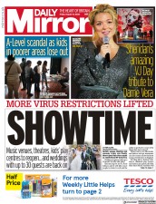 Daily Mirror () Newspaper Front Page for 14 August 2020