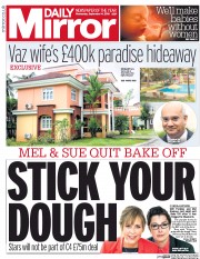 Daily Mirror () Newspaper Front Page for 14 September 2016