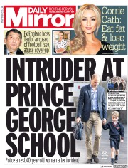 Daily Mirror () Newspaper Front Page for 14 September 2017