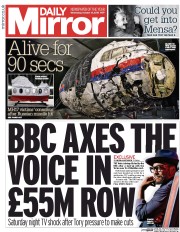 Daily Mirror () Newspaper Front Page for 15 October 2015