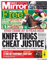 Daily Mirror () Newspaper Front Page for 15 March 2019