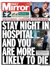 Daily Mirror () Newspaper Front Page for 15 April 2014