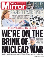 Daily Mirror () Newspaper Front Page for 15 April 2017