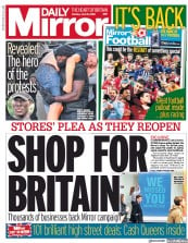 Daily Mirror () Newspaper Front Page for 15 June 2020