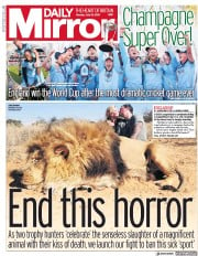 Daily Mirror () Newspaper Front Page for 15 July 2019