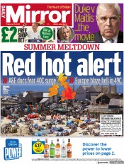 Daily Mirror () Newspaper Front Page for 15 July 2022