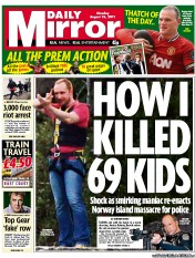 Daily Mirror () Newspaper Front Page for 15 August 2011