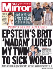 Daily Mirror () Newspaper Front Page for 15 August 2019