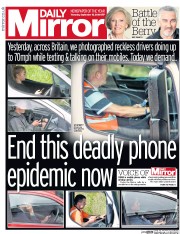 Daily Mirror () Newspaper Front Page for 15 September 2016