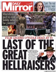 Daily Mirror () Newspaper Front Page for 16 December 2013