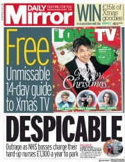 Daily Mirror () Newspaper Front Page for 16 December 2017