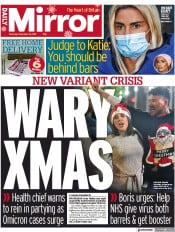 Daily Mirror () Newspaper Front Page for 16 December 2021