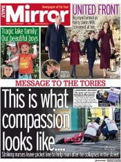 Daily Mirror () Newspaper Front Page for 16 December 2022