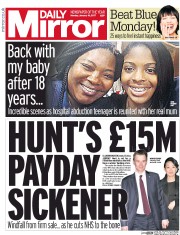 Daily Mirror () Newspaper Front Page for 16 January 2017