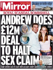 Daily Mirror () Newspaper Front Page for 16 February 2022