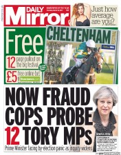 Daily Mirror () Newspaper Front Page for 16 March 2017