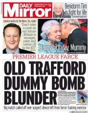 Daily Mirror () Newspaper Front Page for 16 May 2016
