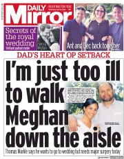 Daily Mirror () Newspaper Front Page for 16 May 2018