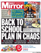 Daily Mirror () Newspaper Front Page for 16 May 2020