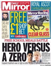 Daily Mirror () Newspaper Front Page for 16 June 2020