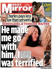 Daily Mirror () Newspaper Front Page for 16 July 2013