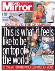 Daily Mirror () Newspaper Front Page for 16 July 2019