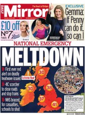 Daily Mirror () Newspaper Front Page for 16 July 2022