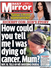 Daily Mirror () Newspaper Front Page for 17 November 2012