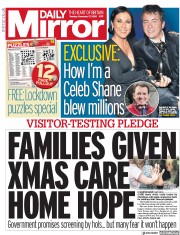 Daily Mirror () Newspaper Front Page for 17 November 2020