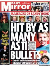 Daily Mirror () Newspaper Front Page for 17 December 2012