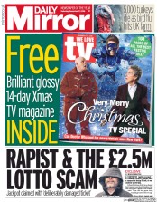 Daily Mirror () Newspaper Front Page for 17 December 2016