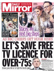 Daily Mirror () Newspaper Front Page for 17 December 2018