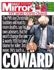 Daily Mirror () Newspaper Front Page for 17 December 2020