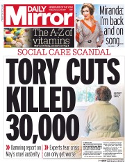 Daily Mirror () Newspaper Front Page for 17 February 2017