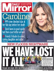 Daily Mirror () Newspaper Front Page for 17 February 2020