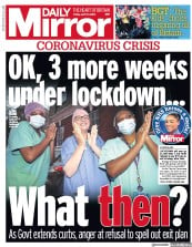 Daily Mirror () Newspaper Front Page for 17 April 2020