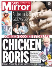 Daily Mirror () Newspaper Front Page for 17 June 2019