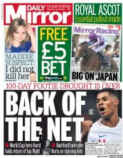 Daily Mirror () Newspaper Front Page for 17 June 2020