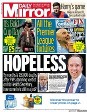 Daily Mirror () Newspaper Front Page for 17 June 2021