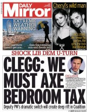 Daily Mirror () Newspaper Front Page for 17 July 2014